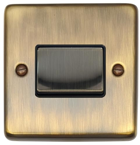 G&H Brassware CAB369 Antique Brass Fan Isolator Switch - Metal Rocker and Black Inserts