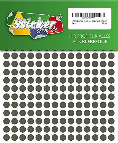 714 Klebepunkte, 10 mm, grau, aus PVC Folie, wetterfest, Markierungspunkte Kreise Punkte Aufkleber