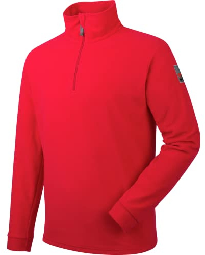WÜRTH MODYF Fleecetroyer Luca – Atmungsaktiver Fleece Pullover mit Stehkragen und Viertel-Reißverschluss – perfekt für Handwerk, Werkstatt, Arbeiten im Freien rot – Größe 3XL