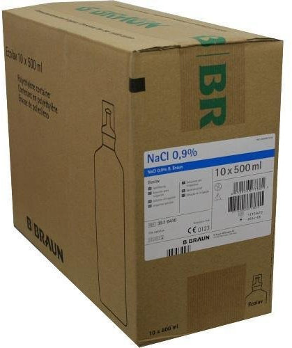 B Braun Lot de 10 flacons de solution de rinçage NaCl 0,9 % Ecolav 10 x 500 ml