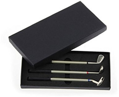 LL-Golf ® Golf Stifte Geschenkset/Golfschläger Kugelschreiber in schwarzer Geschenkbox/Golfgeschenk Geschenk Geschenkidee für Golfspieler Golfer