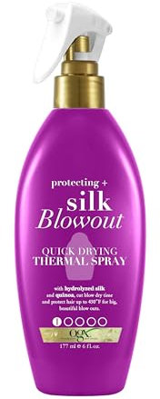 OGX Protecting + Silk Blowout Quick Drying Thermal Spray, 6 Ounce Bottle