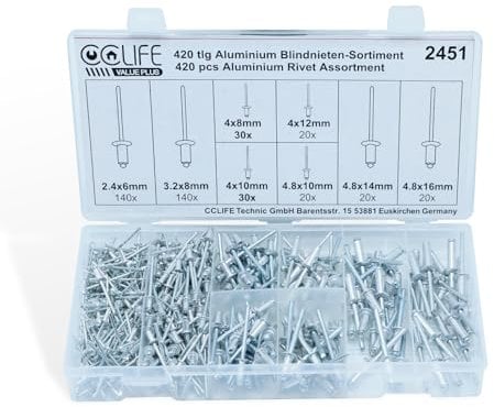 CCLIFE 420 Set Rivetti Ciechi Assortimento Alluminio Rivetto 2,4 3,2 4 4,8