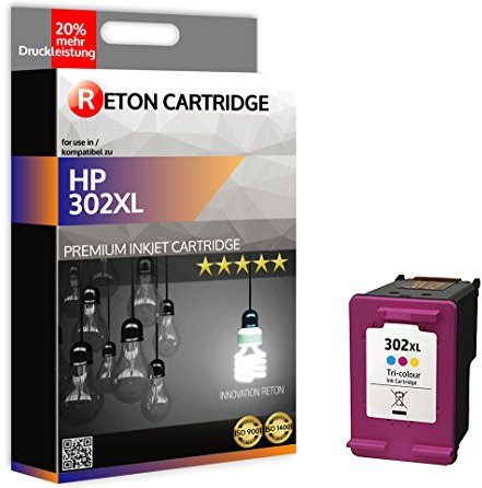 Reton XXL-Druckerpatrone | + 21 Prozent mehr Seiten | kompatibel für HP 302 XL Color (F6U67AE) | Seitenreichweite : 400 Seiten|