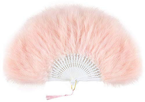 BABEYOND Damen Fächer Marabou Feder 1920s Vintage Stil Retro Handfächer Damen Gatsby Kostüm Flapper Zubehör (Baby Pink)
