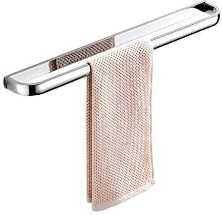 Flybath Portasciugamani Da Parete Porta Asciugamani Singolo in Ottone Lucido Finitura Cromata Argento al Muro, 57,5 cm