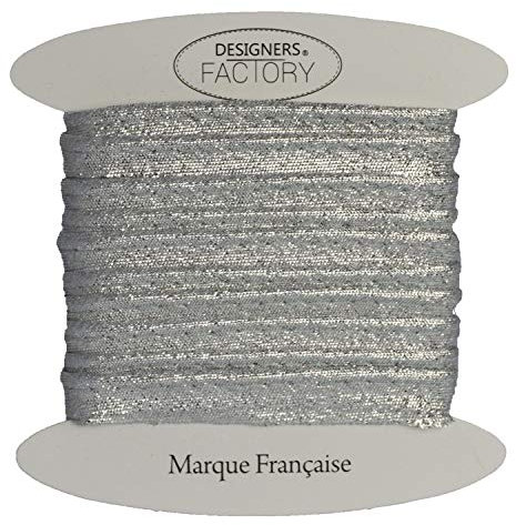 designers-factory Lurex paspelband, paspelband aus Silber Lurex, Paspelband zum Nähen, Um 5 Meter