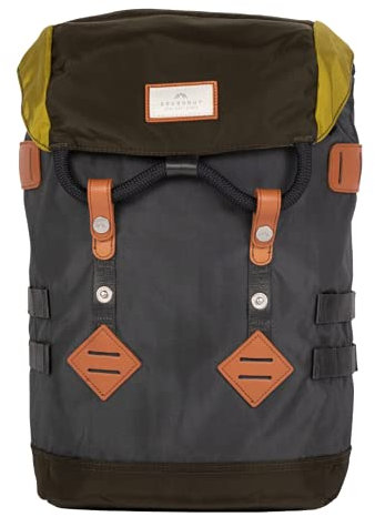 Doughnut COLORADO Glossy Blocking Rucksack Unisex Small 15L mit Laptopfach I leichter Studenten-Rucksack funktionell & handgefertigt I ideal als Reise-Rucksack I Daypack in Charcoal x Olive