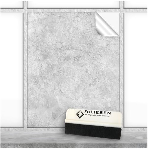 FoLIESEN Fliesenaufkleber 20x25 cm für Bad, Küche, Badezimmer - Fliesen-Folie selbstklebend - 10 Klebefliesen + Rakel, .:Gorreto - 20x25 cm