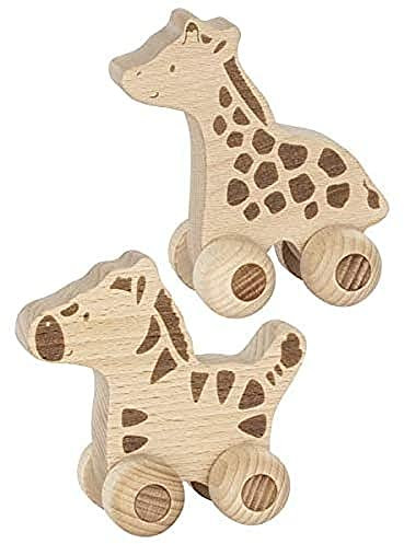 Goki - Safari Push-Tiere, Nature Drag Spielzeug, braun (54874)