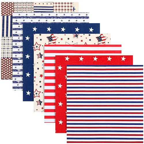 7piezas Tela De Algodón Diy Con Estampado De Bandera Americana Para Manualidades Y Acolchado
