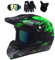 UIGJIOG Motorradhelm,Motocross Helm,Helm Kinder,Helmets Kinder-Cross-Helm, Road Helm mit Handschuhe Maske Brille, ATV Helm,Grün,M(54~55cm)
