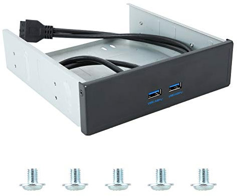 Fdit USB 3.0-Frontpanel-Hub, 20-polige Bis 2-polige USB-Hub-Übertragungsgeschwindigkeit Bis zu 5 Gbit/S, 5,25-Zoll-Diskettenschacht, Laufwerksfreier Interner USB 3-Header-Erweiterung