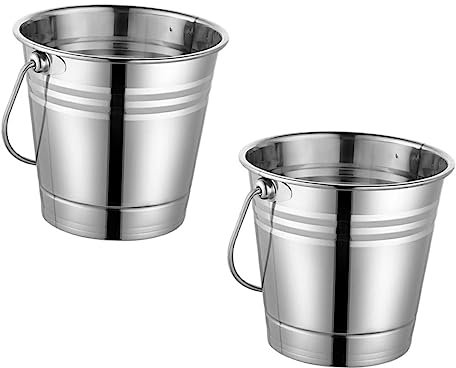 BESPORTBLE Weinkühler 2Pcs Metall Eimer Eimer Metall Getränk Kühler Mini Eimer für Party Getränke Lebensmittel Tabelle Liefert Silber 2L Flaschenkühler