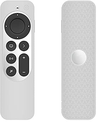 FTRONGRT Funda para Apple TV 4K 2021, Ultrafino y Ligero, Anti-Caída, Anti Choques, Funda Protectora de Silicona Suave Adecuada para el Mando a Distancia Apple TV 4K 2021.Blanco