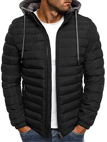 JJPAR Doudoune Homme Capuche Polaire Coton Manteaux Grande Taille Veste Militaire Parka Mi Saison Hiver Chaud Épais Pulls Gilets Sweats Décontractée Mode Slim Pas Cher Manche Longue Hoodies Blousons