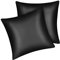 Fittia 2er-Set Satin Kissenbezug Premium Kopfkissenbezug Kissenhülle Haar- und Hautpflege Seidig mit Reißverschluss, Schwarz, 40x40cm