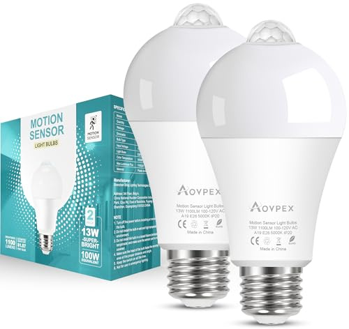 Motion Sensor Light Bulbs,Dusk to Dawn,100W Equivalent,Daylight,Plug & Play