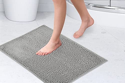 Emma Barclay Noodle Soft Touch Rutschfester Badezimmerteppich in Silber – Duschmatte 40 x 60 cm