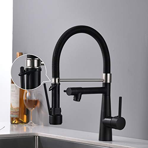TIMACO Wasserhahn Küche Schwarz mit Schloss Brause Ausziehbar - 360° Schwenkbarz- Pull-Down-Spray - Hochdruck - Schwarz Küchenarmatur