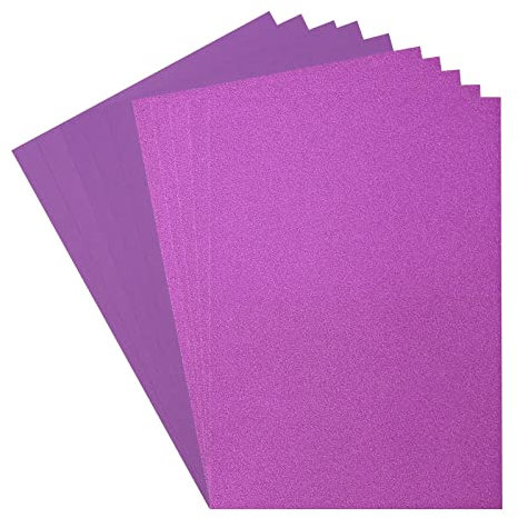 Iris Ohyama Florence Cartoncino 216 Carta Glitterata (250 g/m, A4, 10 Fogli, per Scrapbooking, Creazione di Biglietti, Fustellatura e Altro Mestiere, Viola Scuro & Viola