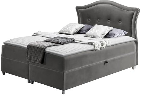 Mirjan24 Boxspringbett Bedran, Doppelbett mit 2 Bettkästen, Polsterbett, Bett mit Kopfteil, Amerikanisches Continentalbett, Matratze + Topper, Bettgestell (Magic Velvet 2217, 180 x 200 cm)