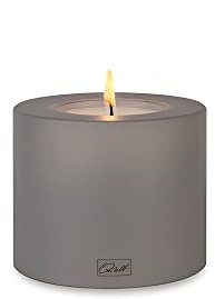 Qult FARLUCE Trend Colour • ∅ 8 cm • Teelichthalter in Kerzenform • Kerze • Kunststoffkerze in Kerzenoptik • Teelichtkerze mit Teelichteinsatz • inkl. 1 Teelicht (Ø 8 x h 9 cm, Steingrau)