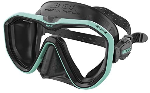 Seac Unisex-Adult Appeal Italien hergestellte Einglas-Tauchmaske mit Einer 3D-Schnalle direkt am Maskenkörper, schwarz/klar blau, Narrow