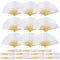 SXUUXB Weiß Handfächer 50 Stück Papier Fächer Hochzeit Bambus Faltbar Papierfächer Hand Fan Gastgeschenk Fächer für Hochzeit Sommer Party Geburtstag DIY Wand Dekoration