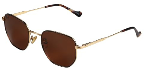 ZENOTTIC Polarisiert Sonnenbrille Damen Herren – Sechseckig Metall rahmen | Hochglanz Metallrahmen quadratisch UV Schutz – TAC Gläser mit 99 % Blendfreiheit fürs Autofahren, Wandern , Outdoor Partys