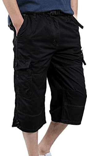 YAOBAOLE Männer Shorts Kurz Hose Herren Cargo Taschen Stoffhose Herren Trekkinghose Militär Shorts Strandhose Ausflug Reisen Schwarz M