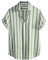 MMOOVV Chemise d'été pour homme - Col de chemise - Coton et lin - Loisirs - Manches courtes - Mode - Chemise rayée - Olive, vert, XL