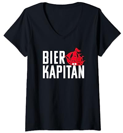 Bier Kapitän - Party Verkleidung Apres Ski Gruppenoutfit Fun T-Shirt mit V-Ausschnitt