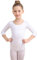 Soudittur Ballettanzug Mädchen, Kinder Ballett Trikot Baumwolle 3/4 Ärmel Ballett Body TanzBody Gymnastikanzug Turnanzug für Damen Größe 120, Weiß