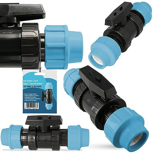 Instalguru PE-Rohr Absperrhahn Kugelhahn PN16 40x40 mm Wassersysteme Garden Bewässerung Pe-Absperrventil Wasserregelventil Bewässerungsrohr-Kupplung PE-Schläuchen