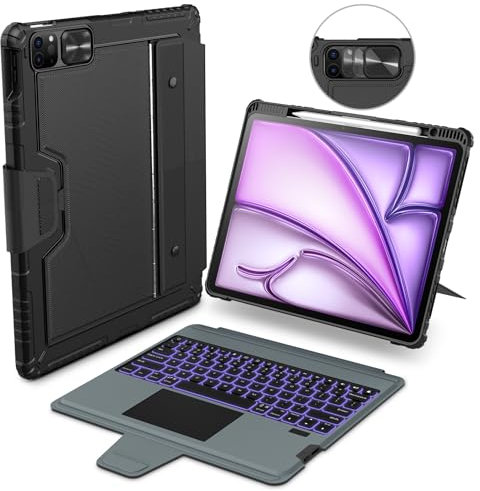 Nillkin Case with Keyboard for iPad Air 13 inch M3/M2 (2025/2024) iPad Pro 12.9 inch (6th, 5th, 4th, 3rd Generation) 180°Adjustatable Stand, Backlit Magic Keyboard with Trackpad, QWERTY Layout