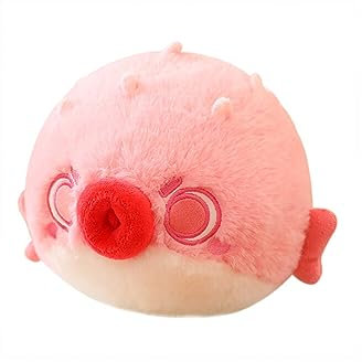ISAKEN Kugelfisch Plüschtier, 35CM Fisch Kuscheltiere Kugelfisch Stofftier Weiches Kissen Plüschkissen Kuschelkissen Umarmungskissen Tierspielzeug Dekokissen Weihnachten Geschenk für Kinder Erwachsene