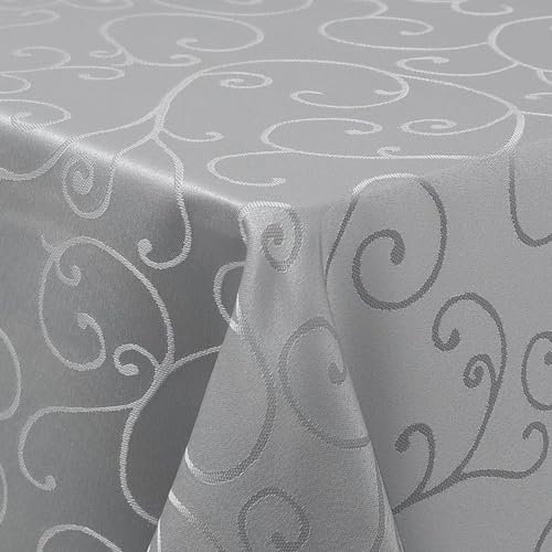 Homaxy Tischdecke Abwaschbar Rechteckig 80x80cm Polyester Tischtuch Tafeldecke Jacquard Tischwäsche Ornamente Schmutzabweisend Pflegeleicht, Grau