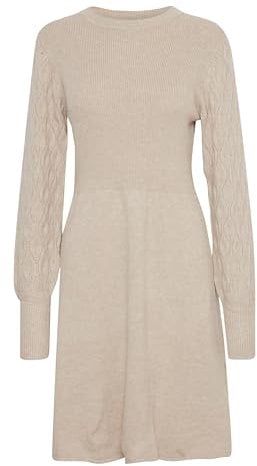 b.young - BYNONINA Rib Dress 2 - Dress - 20813517, Größe:L, Farbe:Cement Melange (1407081)