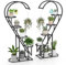COSTWAY 5-Tier Tall Plant Stand, 2-Pack Heart-shaped Ladder Plant Shelf with Hanging Hooks and Adjustable Foot Pads, Indoor Outdoor Metal Display Pot Holder for Balcony Garden Patio (Black)