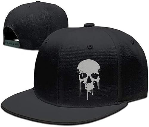 Tijeyi Flache Schirmmütze für Herren, Snapback-Schädelmütze, schwarzer Hut für Teenager, Jungen, Skateboard-Hut, Baseballkappe, Graues Zifferblatt, 1