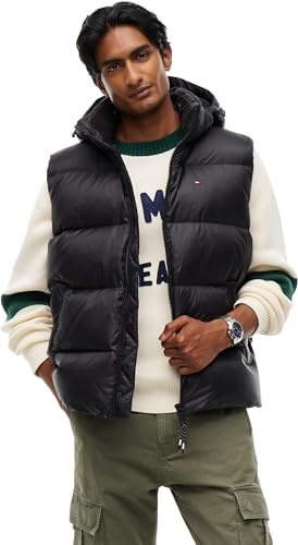 Tommy Jeans Herren Weste Essential Down Vest mit Kapuze