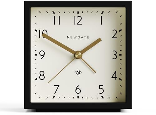 NEWGATE® Equinox Wecker | Design-led würfelförmiger moderner Alarm | Schwarz | Ideal für Nachttisch, Schreibtisch, Regal und Kaminsims | Schlaf- und Büroaccessoires aus der Mitte des Jahrhunderts