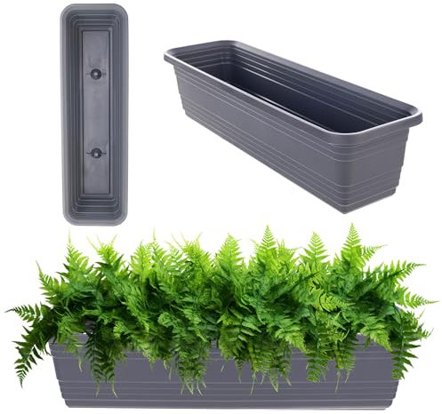 KADAX Jardinière de 60 cm - Anthracite - Pot de balcon en plastique résistant aux intempéries - Pot de fleurs pour fleurs, herbes et plantes