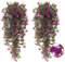 RECUTMS 2Pcs Artificial Hanging Flower Plant Faux Greenery Plants for Outdoors Basket Plastic Home Garden Wedding Party Decorations(Fuchsia)
