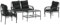 vidaXL Garten Sofa Garnitur 4-TLG., Gartenmöbel Set mit Kissen, Sitzgruppe für Garten Terrasse, Lounge Gartenset, Schwarz Poly Rattan