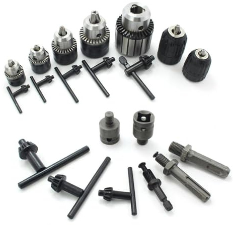 5pcs 16mm Manual Drill Chuck Set, SDS Shaft Adaptor Drill Chuck Set, with Chuck Key for Drill Machines, Pillars, Hand Tools, for Home, Office, Workshop DIY Projects
