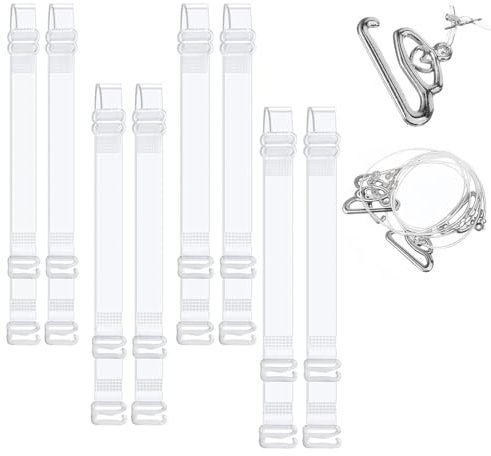 ZOPJUMA 5 Paar Unsichtbarer Klare BH Träger, Transparent BH-Träger, Verstellbare Durchsichtige BH-Träger, Transparenten/Matte Ersatz-BH-Träger