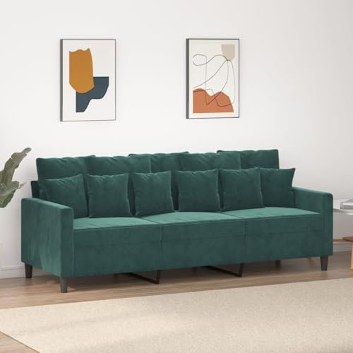 Willood 3Sitzer Sofa Dunkelgrün 180cm Samt dreisitziges Sofa