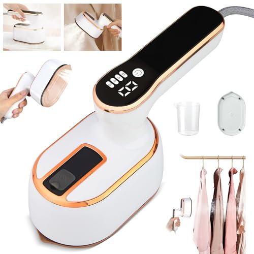 HyAdierTech Mini Ferro da Stiro Portatile,1000W Ferro da Stiro a Vapore, 2 in 1 Ferro Verticale a Vapore e Ferro da Stiro, Stiratrice Pieghevole e Portatile per la casa e i Viaggi Bagnato (Bianco)
